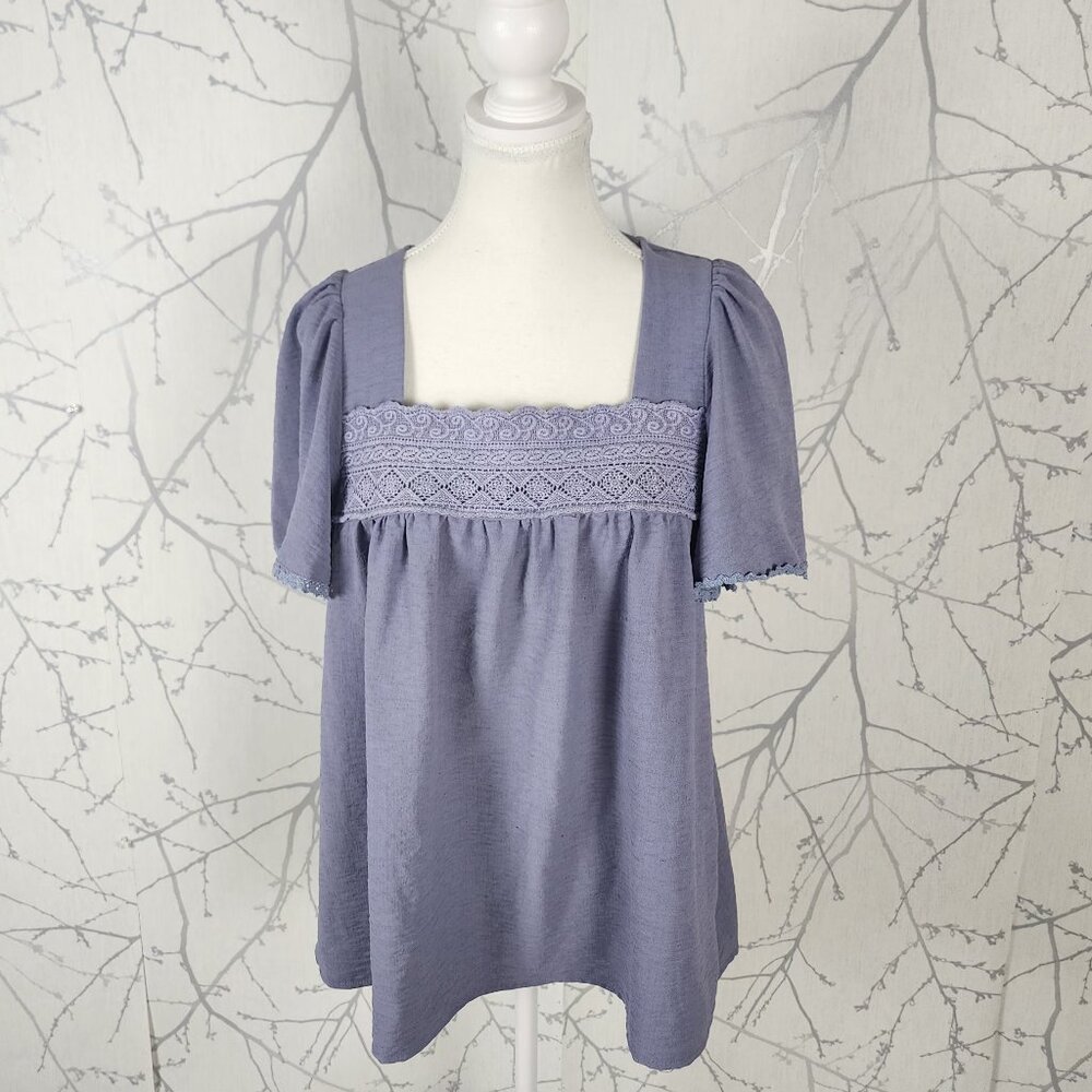 Heyson Violet Crochet Trim Square Neck Top